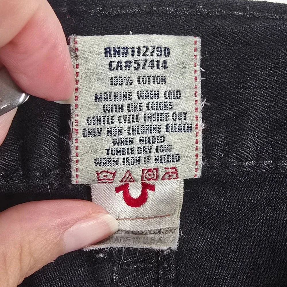 True Religion Ricky Jeans Y2K Mens 36 Black Flap Pocket Made in USA Denim